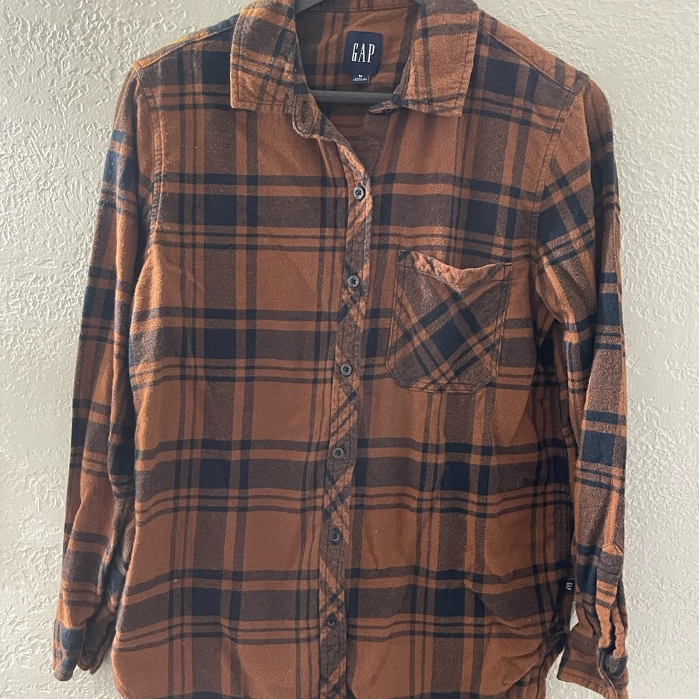 GAP‎ Women’s Casual Brown/Black Plaid Flannel Shirt Size Medium